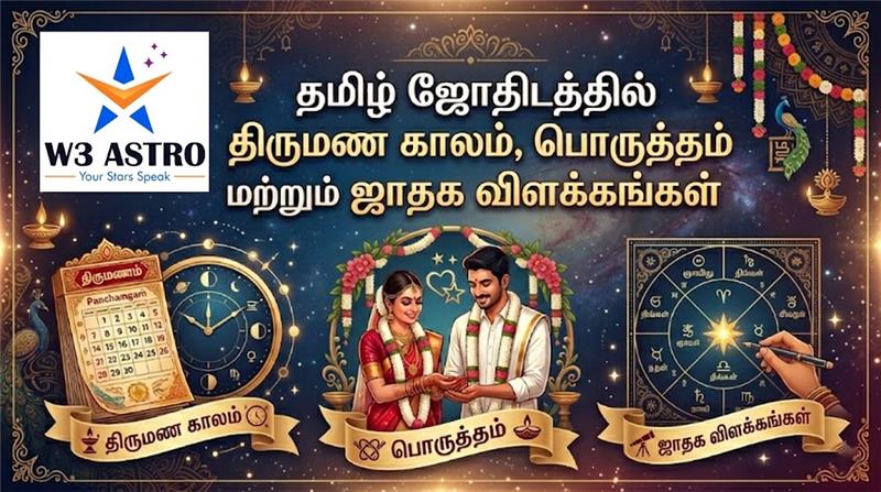 தமிழ் ஜோதிடத்தில் திருமண காலம், பொருத்தம் மற்றும் ஜாதக விளக்கங்கள்